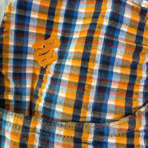 Rocawear Plaid Seersucker Shorts 38 Orange Navy Hip Hop Streetwear Y2K - Picture 4 of 8